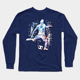 Soccer - Goal - Soccer Player Blue Long Sleeve T-Shirt